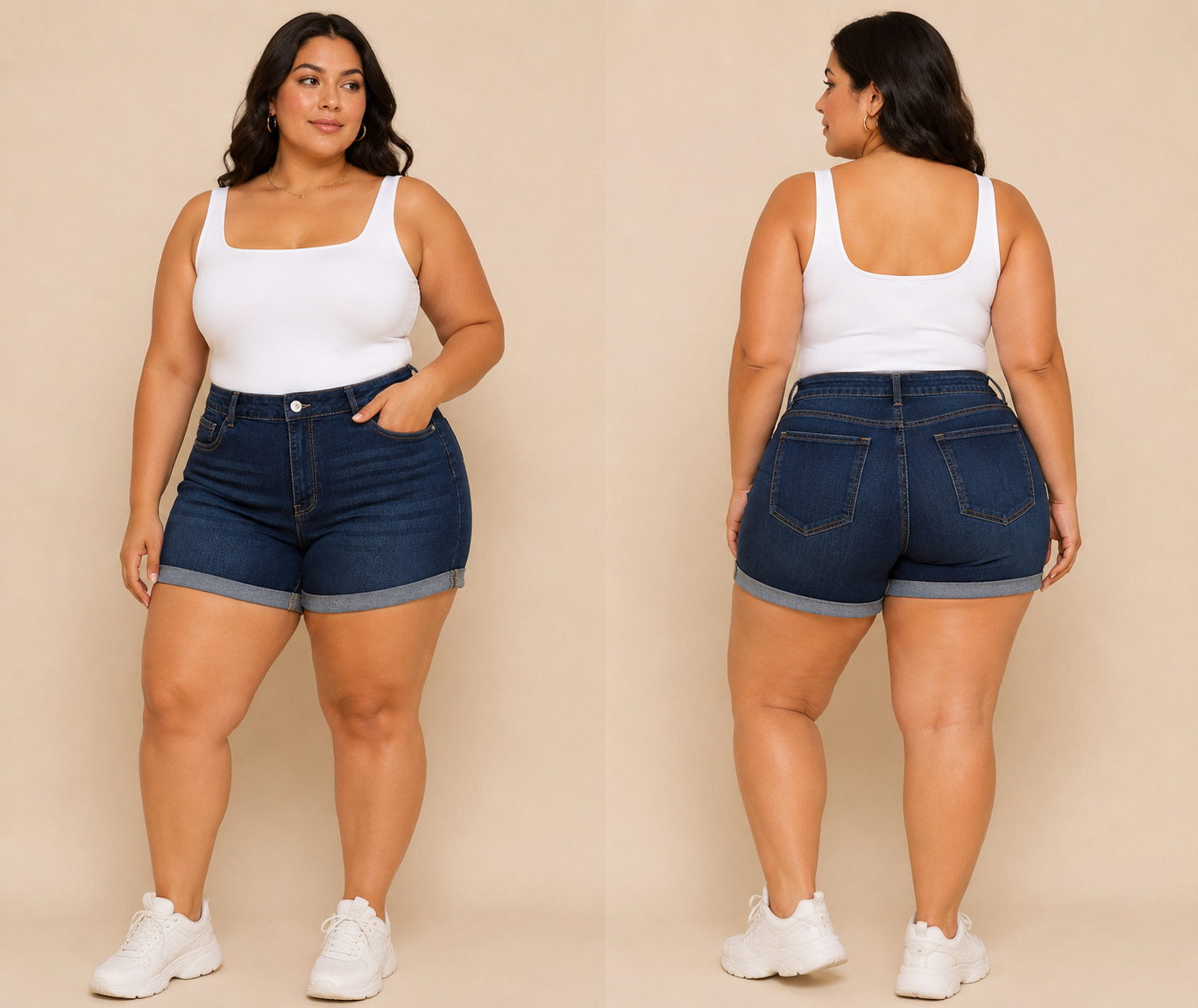 High Rise Dark Wash Denim Shorts