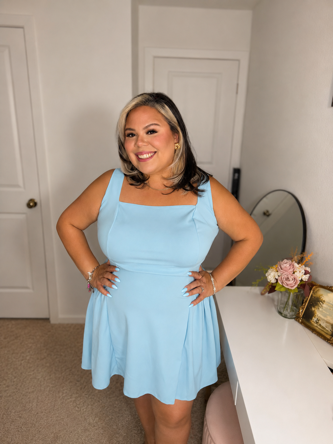 Plus Size Mini Short Summer Dress Solid Print