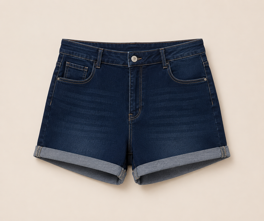 High Rise Dark Wash Denim Shorts