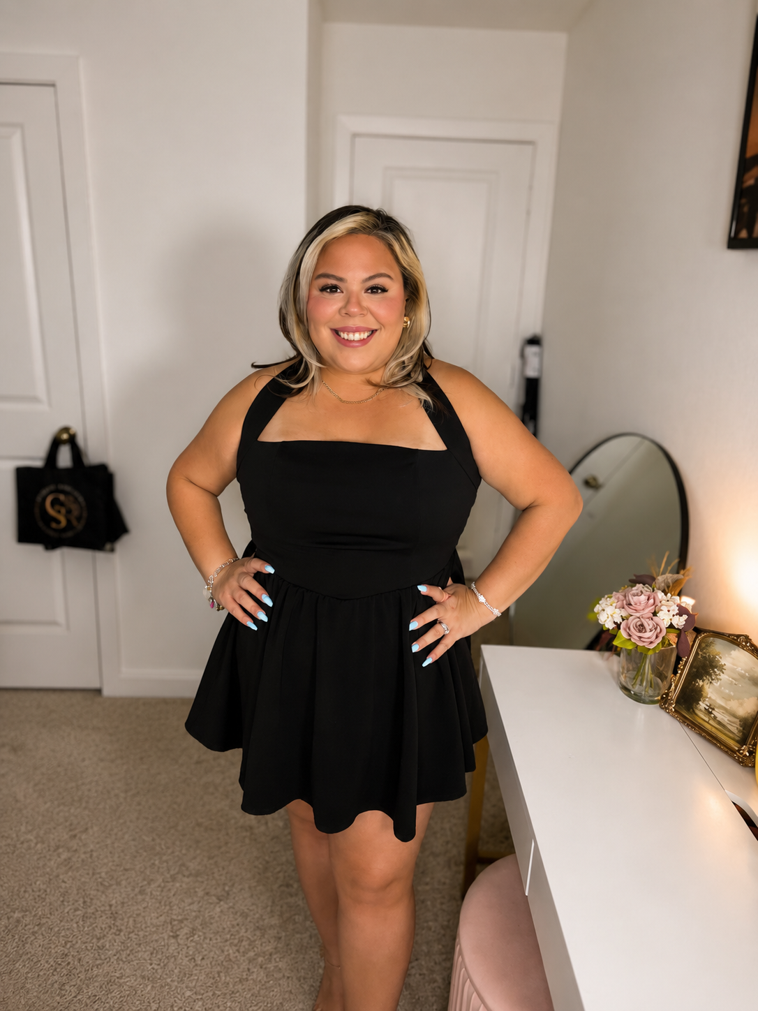 Plus size mini short summer dress solid