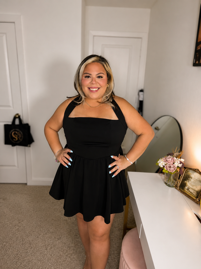 Plus size mini short summer dress solid